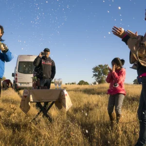 Champagne Celebration at the end of the Balloon Tour