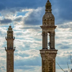 Minaret and Church Bell in Midyat