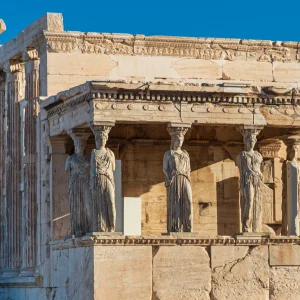 Porch of the Caryatids on the Erechtheion in Athens Acropolis  - Greece