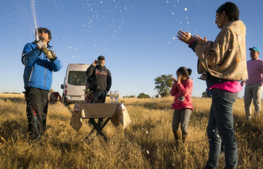 Champagne Celebration at the end of the Balloon Tour