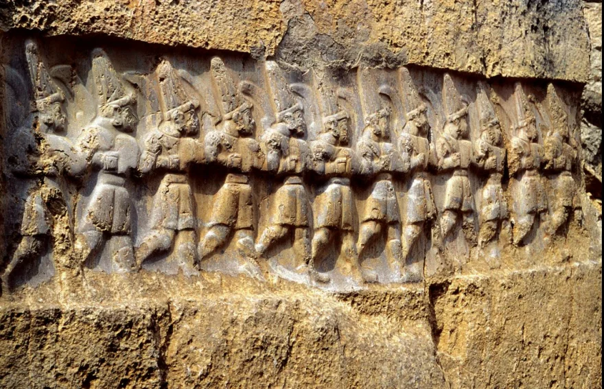 Twelve Gods of Hell walking Reliefsin Yazılıkaya - Hattusha