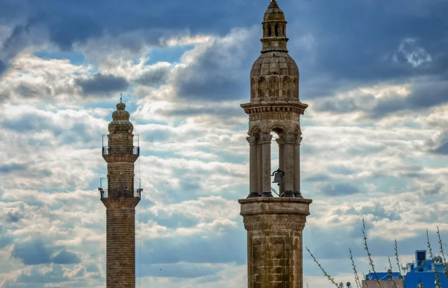 Minaret and Church Bell in Midyat