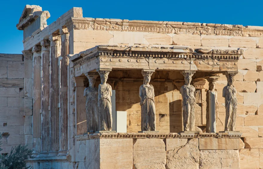 Porch of the Caryatids on the Erechtheion in Athens Acropolis  - Greece